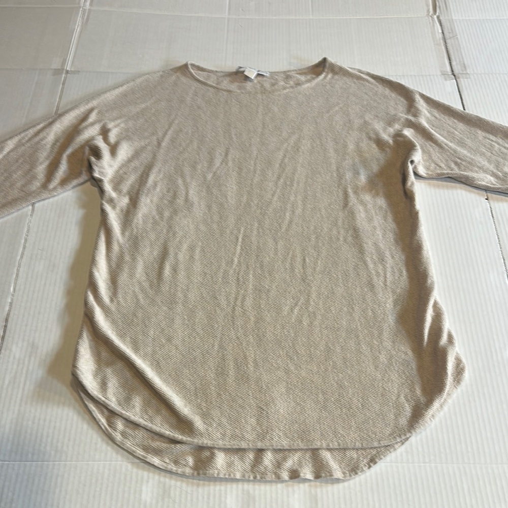 Michael Michael Kors Beige light elbow length Sleeve Top w waffle look design
